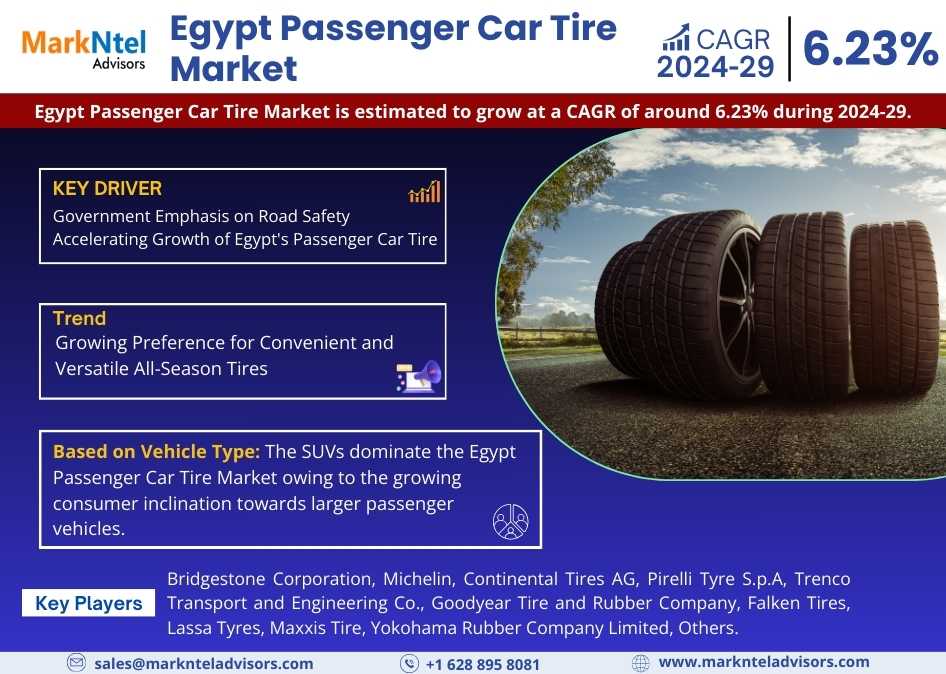 Market Share Dynamics: Analysing Egypt Passenger Car Tire Market’s 6.23% CAGR Growth Forecast (2024-29)